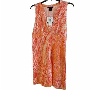 Calvin Klein orange print sleeveless dress Sz L